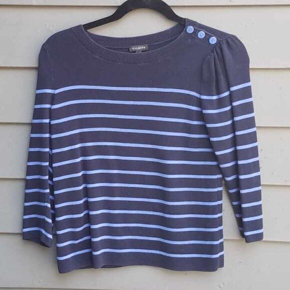 Talbots Blue Stripe Sweater Size Medium - Picture 1 of 10